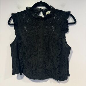 Black lace She and Sky crop structured tank‎ top